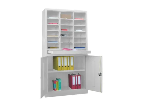 Postsorteerkast Met Deuren 1950x1000x400mm 3x6 Ral7035 Front Ral7035
