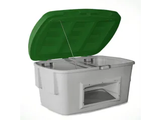 strooigoedbak,1000l,HxBxD 960x1800x1350mm,PE,grijs,deksel groen - 1