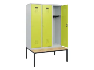 locker met bank,HxBxD 1950x1200x815mm,3vak,vak B 400mm,cilinderslot - 1