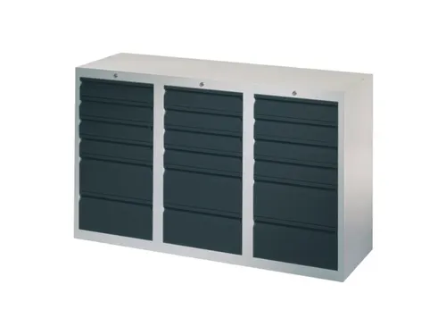 ladekast HxBxD 900x1500x500mm 18laden RAL7035 front RAL7016