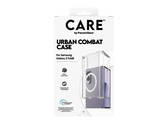 PanzerGlass CARE by Urban Combat Case Transparent w. White Qi Sa