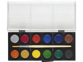 Waterverfdoos Faber-Castell 12 kleuren (diameter 24mm) incl. penseel - 2