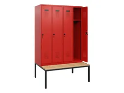 locker met bank,HxBxD 1950x1200x815mm,4vak,vak B 300mm,draaigrendel