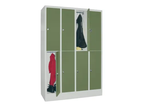 lockerkast,HxBxD 1850x1200x500mm,4x2vakken,RAL7035,front RAL6011