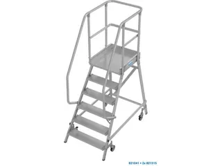 bordestrap,verrijdbaar,bordes H 1,45m,6treden,aluminium,4zwenkwielen - 9