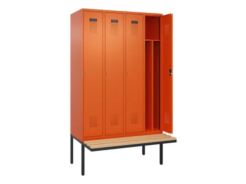 locker met bank,voor scheiding van kleding,HxBxD 2120x1200x815mm,4vak