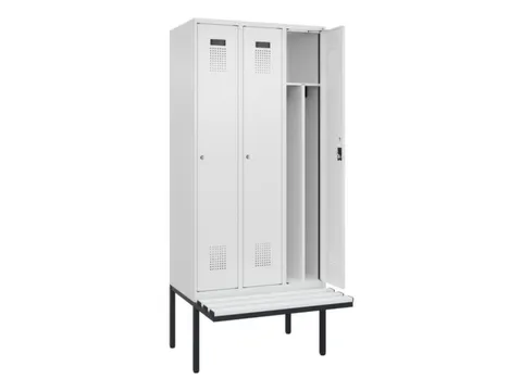 locker met bank,voor scheiding van kleding,HxBxD 2120x900x815mm,3vak