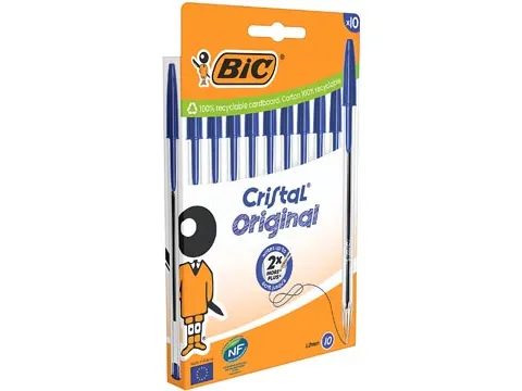 stylo bille Cristal Medium, bleu, blister de 10 pièces