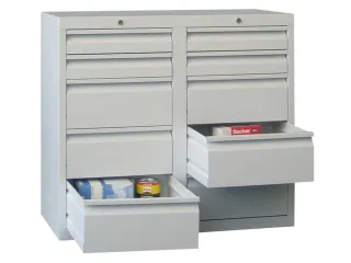 Ladenkast 900x1000x500mm 4+6 Laden Gewoon Uitschuifbaar Rolgeleiding - 1