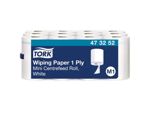 Tork 473252 Poetspapier M1 Mini Centerfeed Wit 1-laags Met Huls