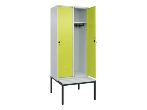 locker met bank,HxBxD 2120x800x815mm,2vak,vak B 400mm,draaigrendel
