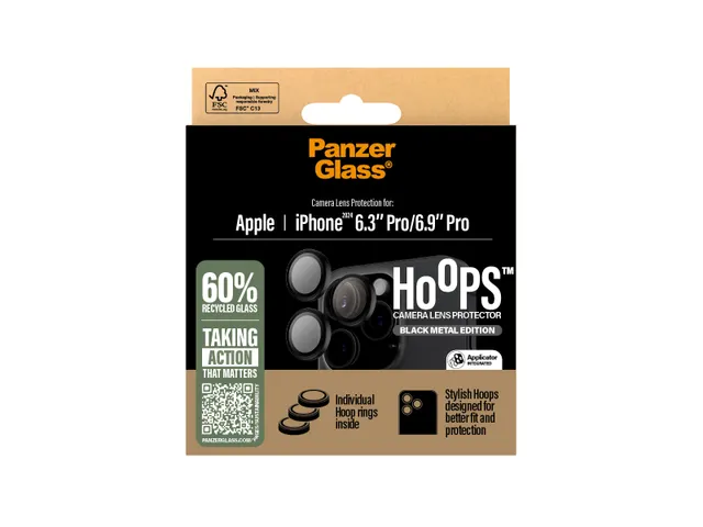 Protège lentilles caméra PanzerGlass iPhone 16 Pro/16 Pro Max noir
