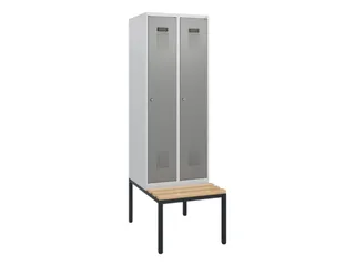 locker met bank,HxBxD 1950x600x815mm,2vak,vak B 300mm,cilinderslot - 2