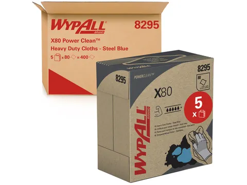 Poetsdoek WypAll X80 Powerclean 42,6x21,2cm 80vel pop-up blauw 8295