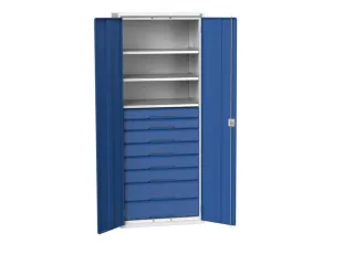 universele kast,HxBxD 2000x800x550mm,3xStalen bodem,8lade(n) - 1