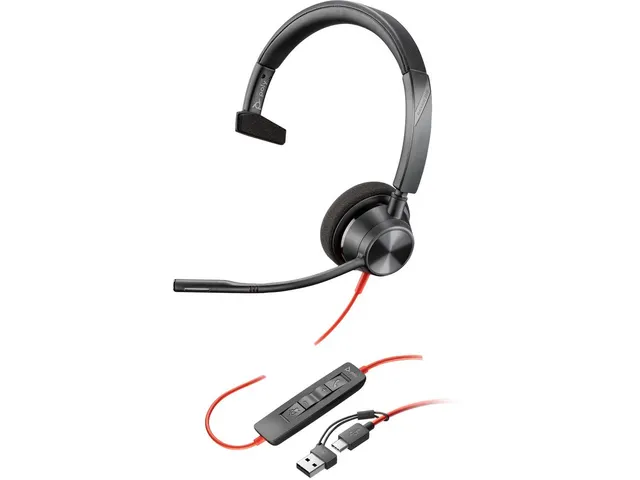 Poly Blackwire 3310 Mono Usb-C/A Headset 8X215AA wired black on-ear