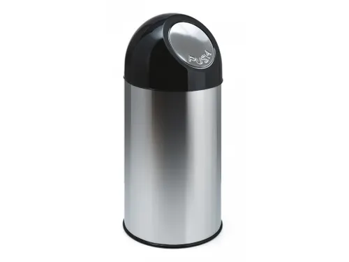 Afvalbak Met Pushdeksel 40 Liter RVS Zwart