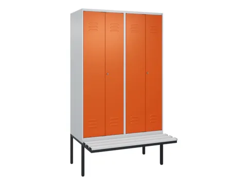 PBM-locker met bank,HxBxD 2120x1200x815mm,4vak,vak B 300mm,cil.-slot