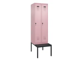 locker met bank,voor scheiding van kleding,HxBxD 2120x600x815mm,2vak - 2