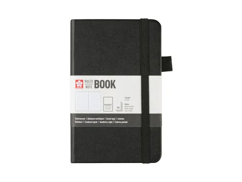 Notitieboek Sakura hard cover pocket lijn zwart 90x140mm