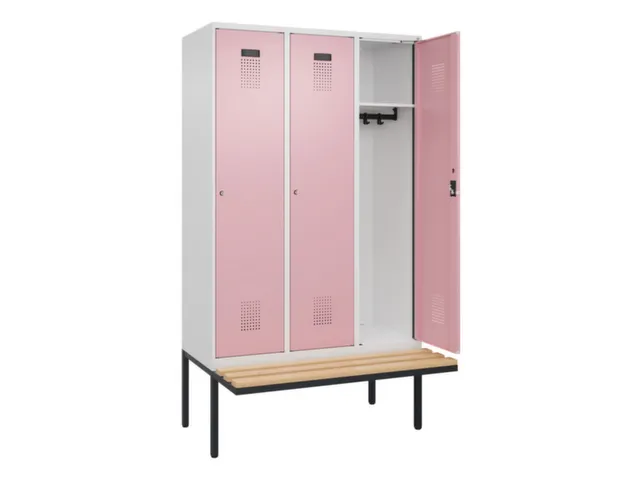 locker met bank,HxBxD 2120x1200x815mm,3vak,vak B 400mm,cilinderslot