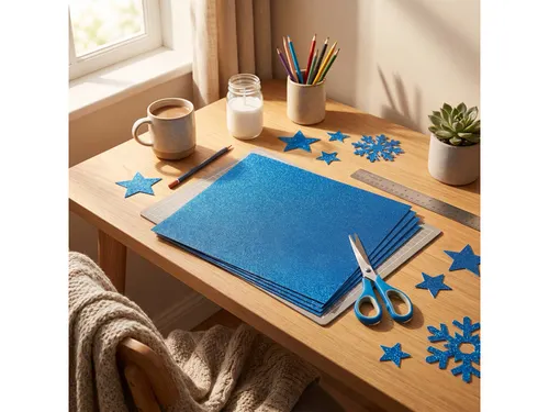 Glitterkarton Kangaro kobalt blauw 50x70cm pak à 10 vel