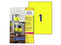 Etiket Avery L6111-20 210x297mm geel 20stuks