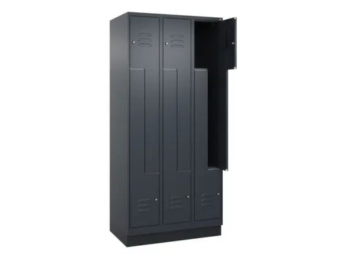 Z-garderobekast,HxBxD 1950x900x500mm,vak B 150/300mm,cil.-slot,sokkel