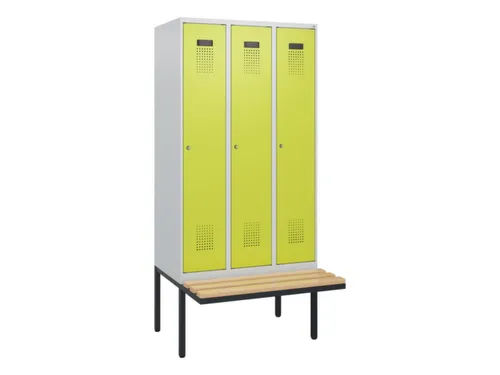 locker met bank,HxBxD 1950x900x815mm,3vak,vak B 300mm,cilinderslot