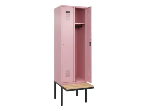 locker met bank,HxBxD 2120x600x815mm,2vak,vak B 300mm,cilinderslot