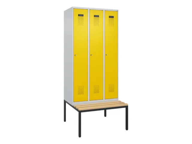 locker met bank,voor scheiding van kleding,HxBxD 2120x900x815mm,3vak