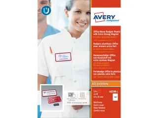 Naambadge Avery Office 43x81 10 x rood extra sterke magneet - 3