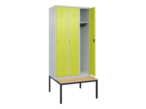 locker met bank,HxBxD 2120x900x815mm,3vak,vak B 300mm,cil.-slot