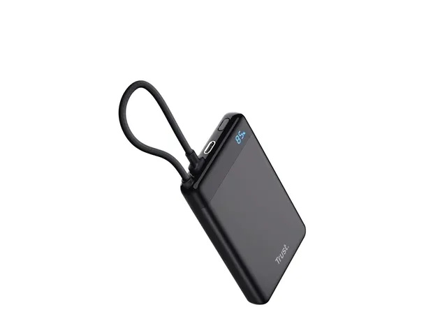 Powerbank Trust Fiera 10.000 met kabel 2 USB-poorten zwart