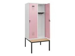 locker met bank,HxBxD 1950x800x815mm,2vak,vak B 400mm,draaigrendel