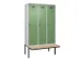 locker met bank,voor scheiding van kleding,HxBxD 2120x1200x815mm,3vak
