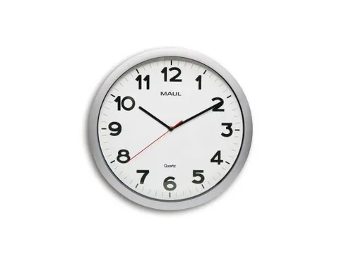 Wandklok MAUL Step Quartz Ø40x5cm kunststof zilver/wit stildraaiend