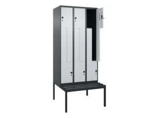 Z-garderobekast,HxBxD 2120x900x815mm,6vak,vak B 300mm,draaigrendel - 2