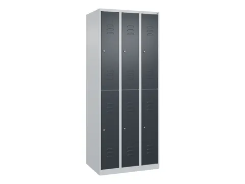 dubbeldekse locker,HxBxD 1850x750x500mm,3x2vak.,vak B 250mm,cil.-slot