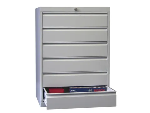 ladekast 1000x715x600mm 6laden cilinderslot RAL7035 front RAL5012