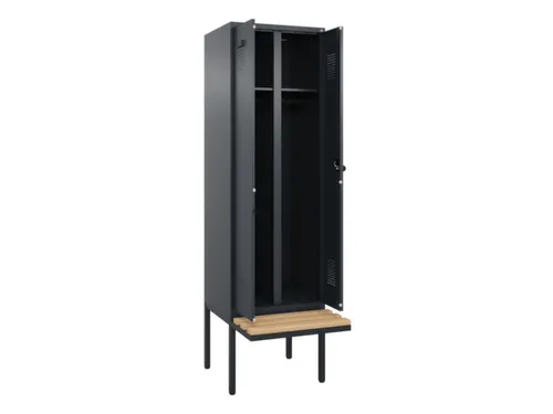 locker met bank,voor scheiding van kleding,HxBxD 2120x600x815mm,2vak