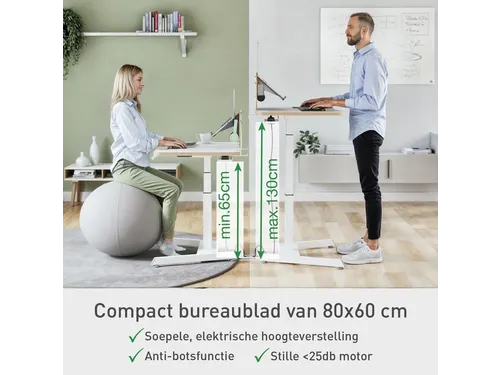 Zit-Sta bureau 80x60cm Leitz Ergo elektrisch klein