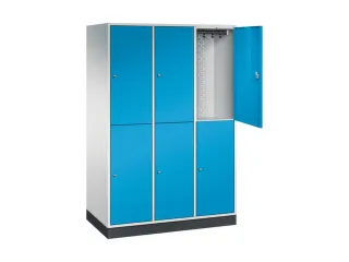 Dubbeldekse garderobekast,RAL 7035/RAL 5012,HxBxD 1950x1220x600mm - 1
