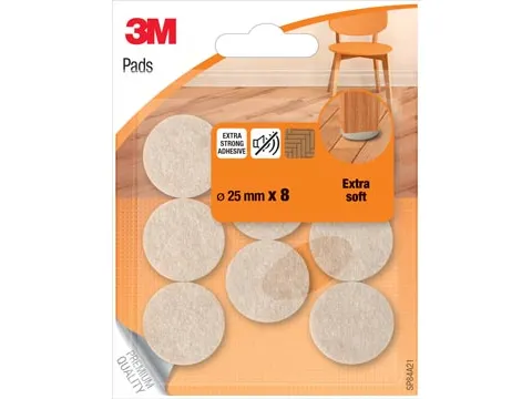 Extra Zachte Vilten Pads Zelfklevend Beige Ø 25 mm Blister 8 Stuks
