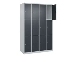 lockerkast,HxBxD 1850x1200x500mm,4x3vakken,vak B 300mm,cil.-slot