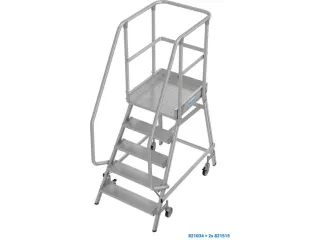 bordestrap,verrijdbaar,bordes H 1,2m,5treden,aluminium,4zwenkwielen - 10