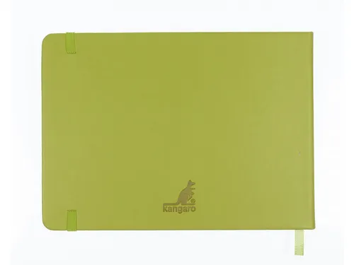 Schetsboek Kangaro A5 landscape lime green PU HC 80 vel 140gr roomwit