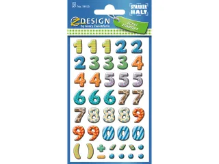 cijferetiket Z-design School pakje a 3 vel bont gekleurd - 1