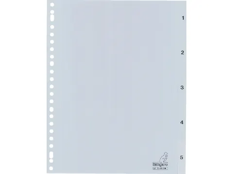 Tabbladen Kangaro A4 23-Gaats G405CM 1-5 Genummerd Grijs Pp