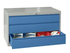 ladekast 600x1023x600mm 3laden cilinderslot RAL7035 front RAL5012